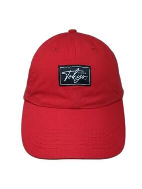 Tuned in Tokyo Baseball Cap Red One Size Slideback Adjustable Patch Logo Hat